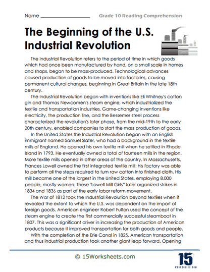 The Birth of the U.S. Industrial Revolution