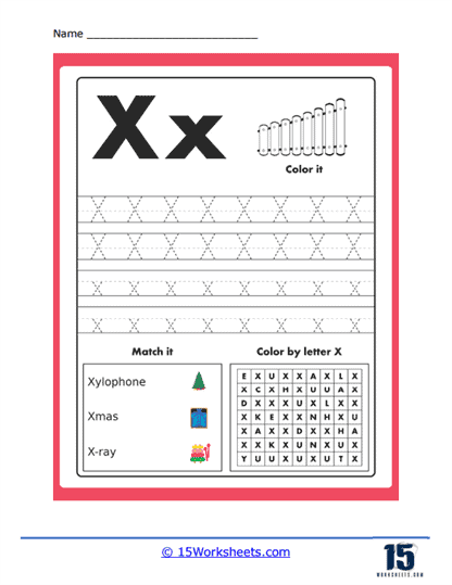 Color, Trace, Match, and Find X Worksheet