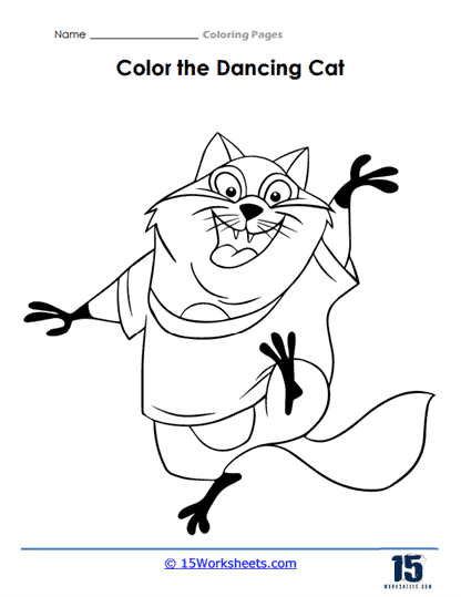 Dancing Cat Coloring Page