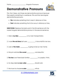 Singular Pronouns Worksheets - 15 Worksheets.com