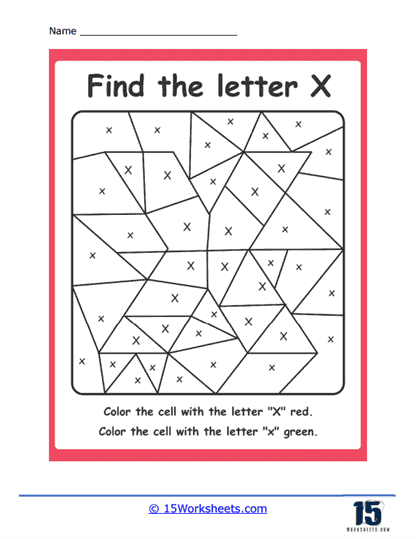 X Coloring Puzzle Worksheet