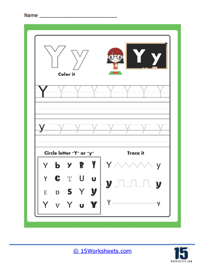 Introduction to Letter Y Worksheet