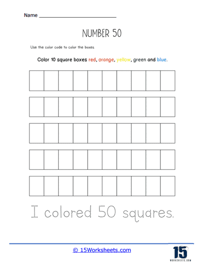 I Colored Squares Worksheet
