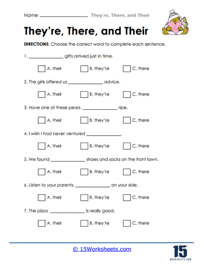 They re There And Their Worksheets Confusing Homophones 15 They re There And Their Worksheets Confusing Homophones 15