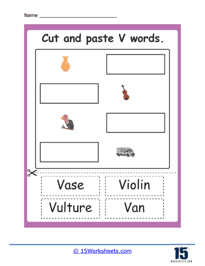 V Word Pasting Worksheet