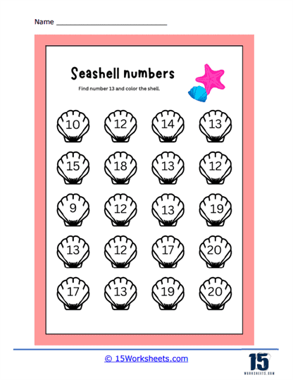 Lucky Number Seashell Search Worksheet