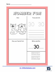 Number 30 Worksheets | Numeracy Skills - 15 Worksheets.com