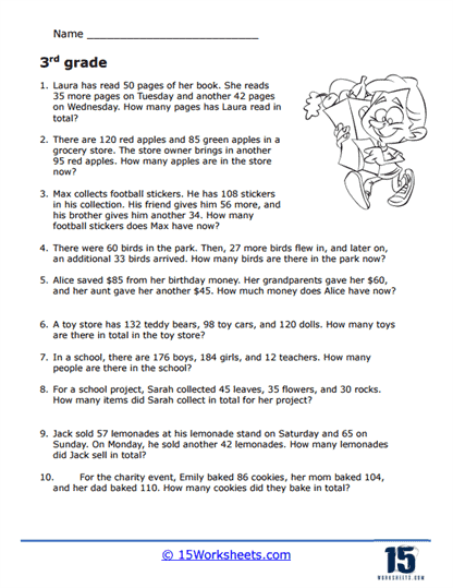 3rd grade Word Problem Worksheet