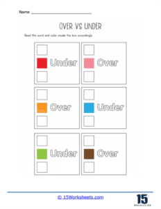 Over or Under Worksheets | Position Words - 15 Worksheets.com