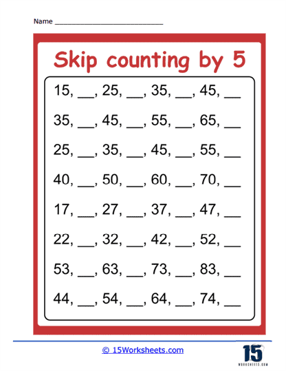 Not Round 5 Counts Worksheet