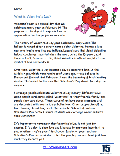 Valentine's Day Worksheets - 15 Worksheets.com