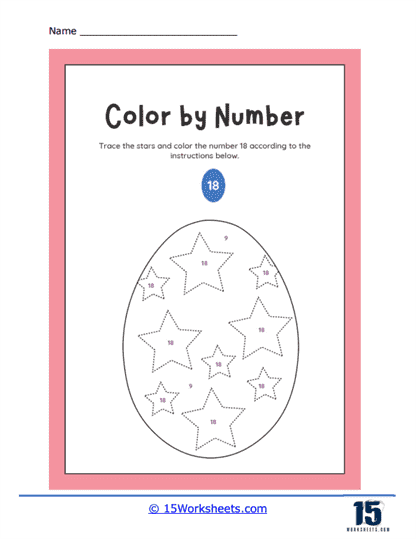 Coloring Egg Stars Worksheet