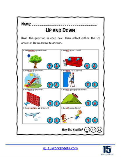 Up or Down Worksheets