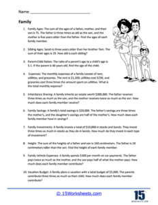 Algebra Word Problems Worksheets - 15 Worksheets.com