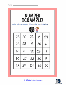 Number 30 Worksheets | Numeracy Skills - 15 Worksheets.com