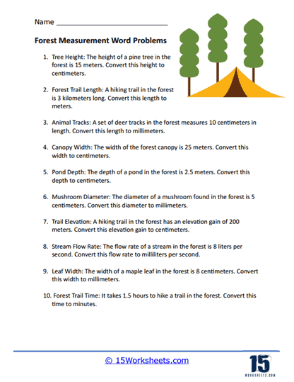 Forest Measurement Word Problem Worksheet