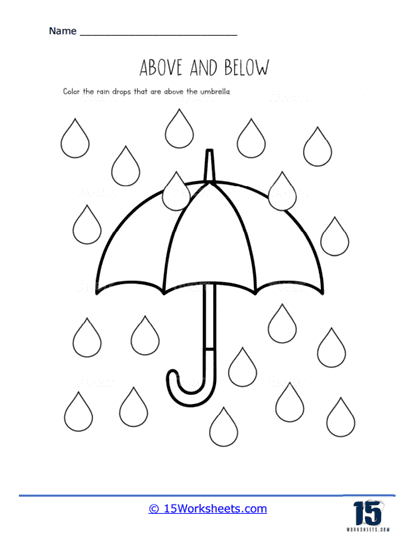 Raindrops and Umbrellas Worksheet