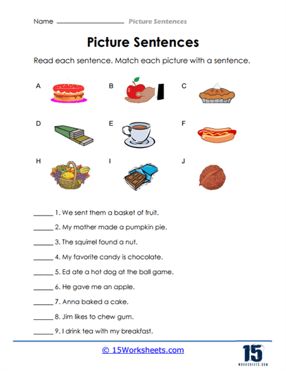 Food Sentences Worksheet