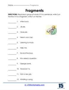 Fragments Worksheets - 15 Worksheets.com