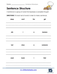 Sentence Structure Worksheets - 15 Worksheets.com