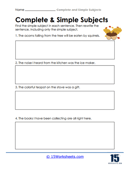 Complete and Simple Subjects #10
