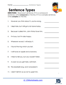 Sentence Types Worksheets - 15 Worksheets.com