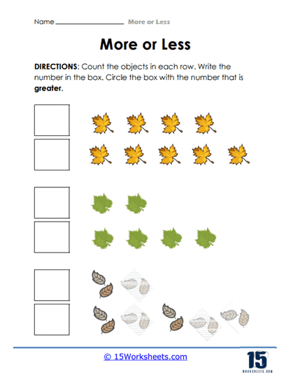 Which Row is Greater? Worksheet
