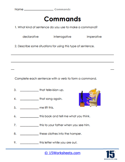 Commands Worksheets - 15 Worksheets.com