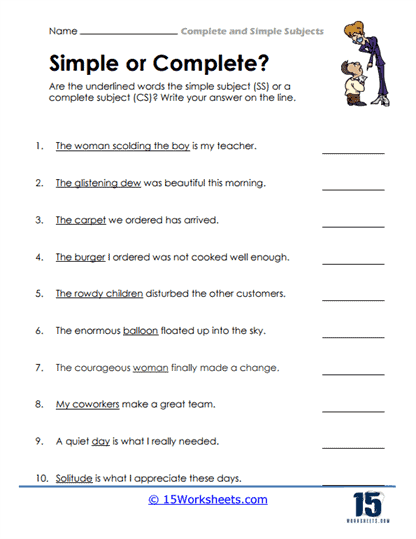 Complete and Simple Subjects #11