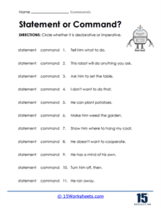 Commands Worksheets - 15 Worksheets.com