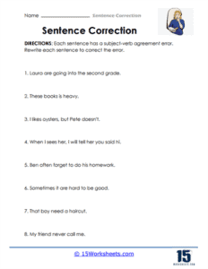 Sentence Correction Worksheets - 15 Worksheets.com