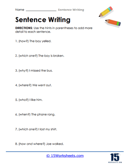 Sentence Writing #12