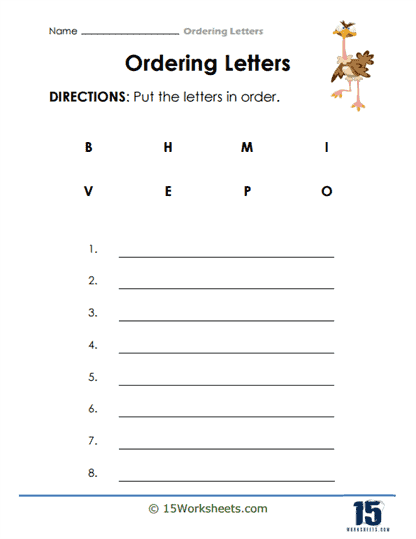 Simple Alphabetic Order Worksheet