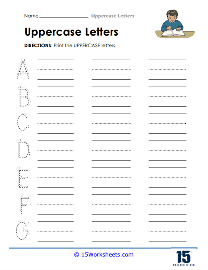 A to G Practice Worksheet