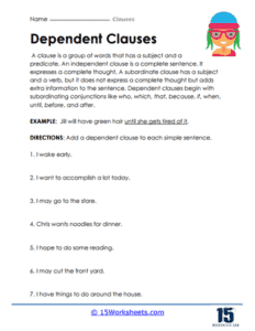 Clauses Worksheets - 15 Worksheets.com