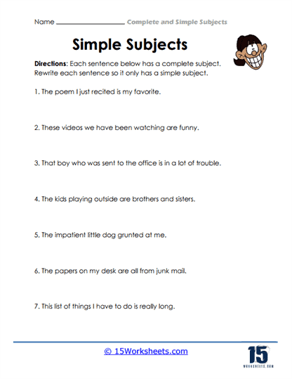 Complete and Simple Subjects #13
