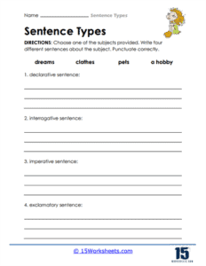 Sentence Types Worksheets - 15 Worksheets.com