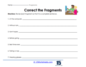 Fragments Worksheets - 15 Worksheets.com