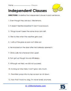 Clauses Worksheets - 15 Worksheets.com