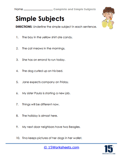 Complete and Simple Subjects #2