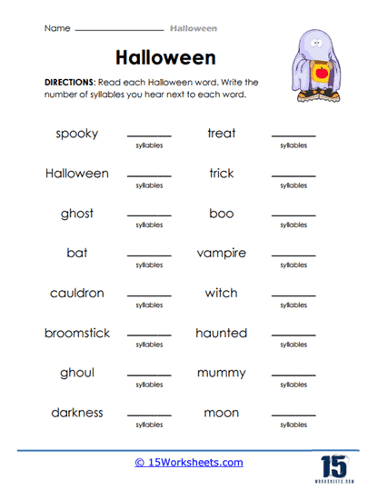 Halloween Vocabulary Syllables