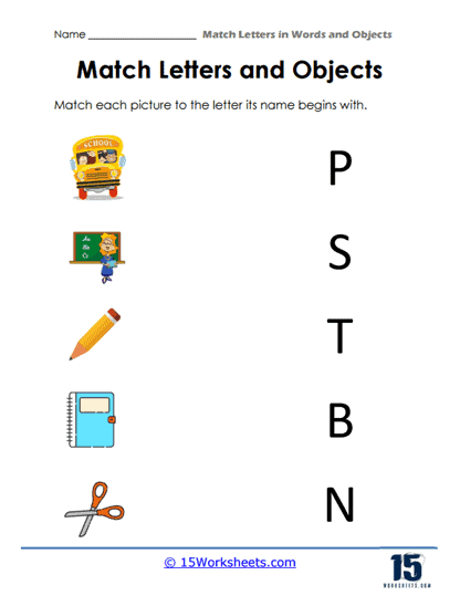 Objects and Letters Worksheet