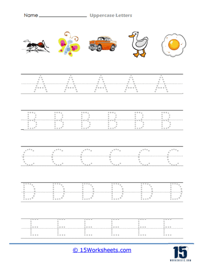 A to E Tracing Reps Worksheet