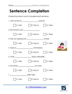 Complete The Sentence Worksheets - 15 Worksheets.com