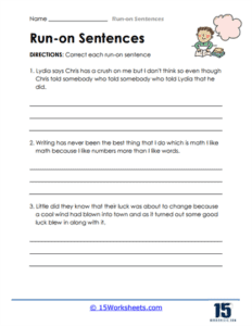 Run-on Sentences Worksheets - 15 Worksheets.com