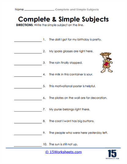 Complete and Simple Subjects #8