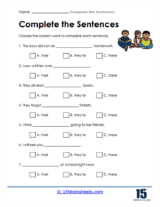 Complete the Sentence Worksheets - 15 Worksheets.com