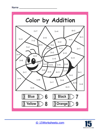 Color By Adding Numbers Worksheets