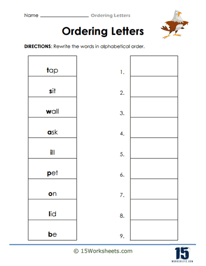 Rewrite Words in Order Worksheet