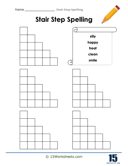Stair Step Spelling Worksheets
